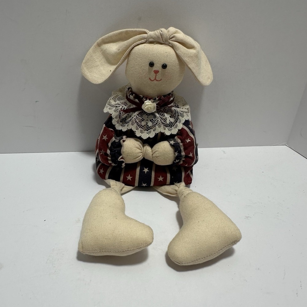 Vintage Bunny Doll Decorative Easter 4th‎ Of July 10" Girly Decor Piece